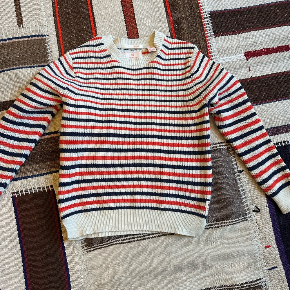 Scotch & Soda Cream and Red Crewneck Sweater
